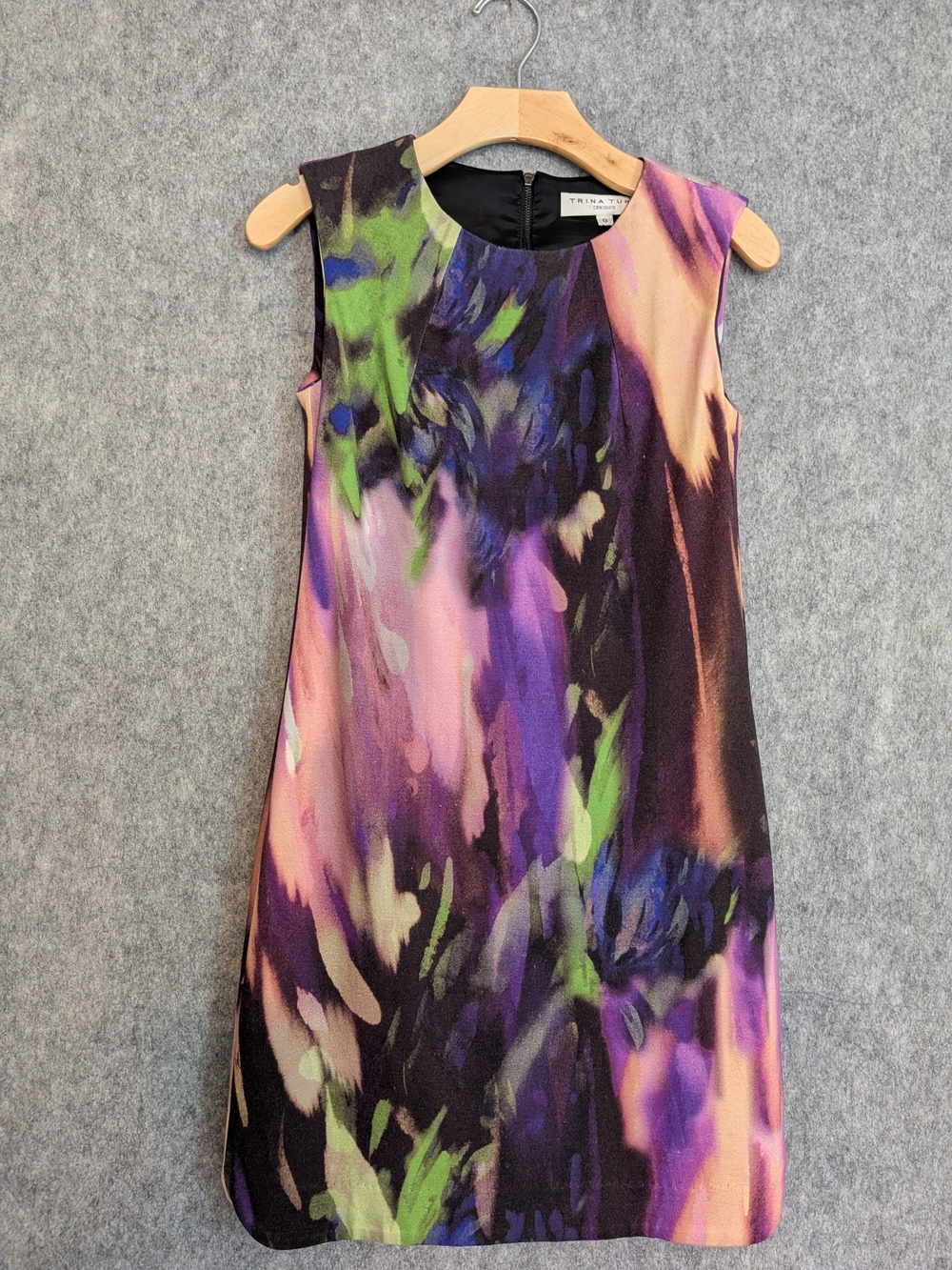 Trina Turk Abstract Floral Print Sleeveless Shift Dress Ponte Knit Sz 0